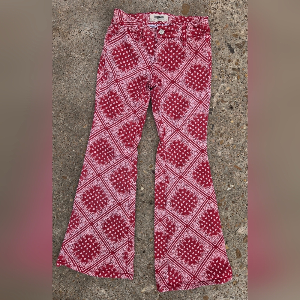 Little Girls rock & roll flare red pants size 8